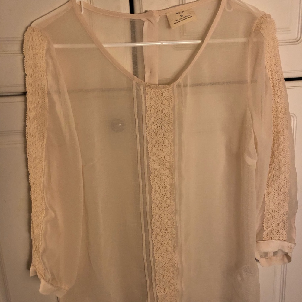 Cream Sheer Blouse Urban Outfitters